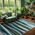 Abstract 3x5 Area Rug, Modern Stripe Teal Rugs by FLYRUGGO