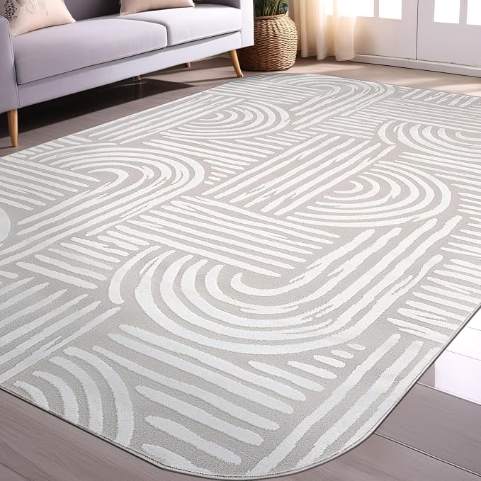Beverly Rug Modern Geometric Area Rug 9x12 Low-High Pile Durable Soft Abstract - Image 4