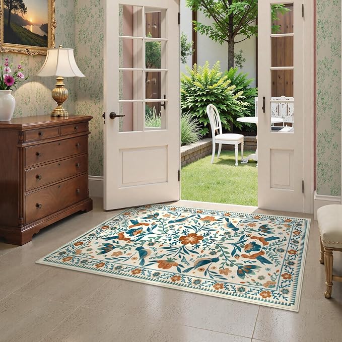 Moynesa 3x5 Entryway Rug Indoor, Modern Bohemian Washable Non-Slip Low Pile - Image 9