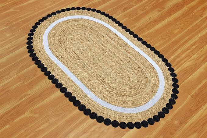 Oval Jute Runner 2x14 Flatweave Kilim Runner Hand Braided Jute Thick 0.27" - Image 7