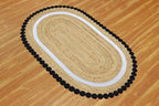 Oval Jute Runner 2x14 Flatweave Kilim Runner Hand Braided Jute Thick 0.27" - Image 7