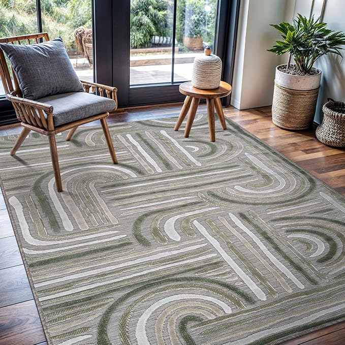 CAMILSON Indoor Outdoor Rug, Easy-Cleaning Non-Shedding Living Room, Garden and - Image 4