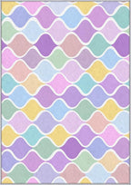 Washable 4x4 Abstract Wave Rug Living Room, Modern Geometric Colorful Design - Image 3