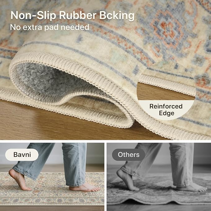 Bavni 2'6''x6 Rug Runners for Hallways, Washable Runner Rug Non Slip, Vintage - Image 5