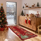 Lahome Floral Christmas Runner Rug, 2x6 Red Christmas Rug Runner Non Slip - Image 2