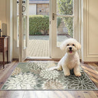 2x3 Washable Small Rug Tropical Botanical Modern Floral Indoor Chenille Door by ArenaRug
