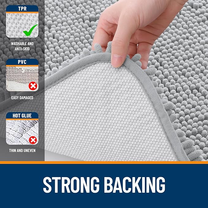 OLANLY Bathroom Rugs 70x46, Extra Soft Absorbent Chenille Bath Rugs, Rubber - Image 6
