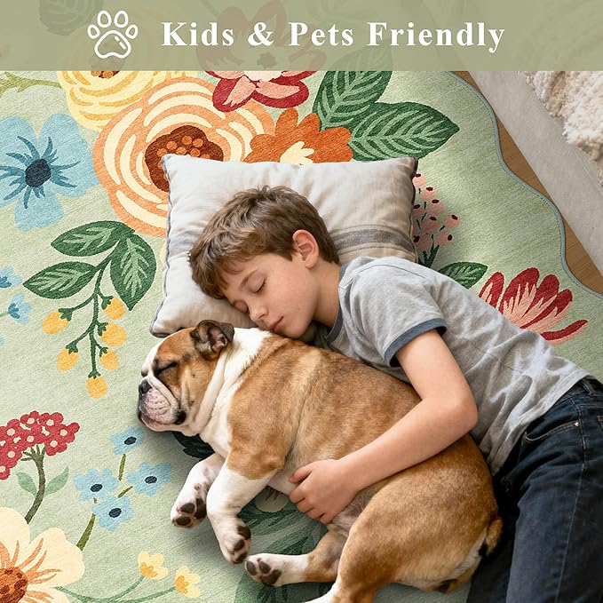DUKINO 3x5 Area Rug, Floral Non-Slip Indoor Washable Rug - Image 4