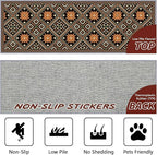 Brown Black Geometric Diamond Pattern Hallway Runner Rug - Image 2