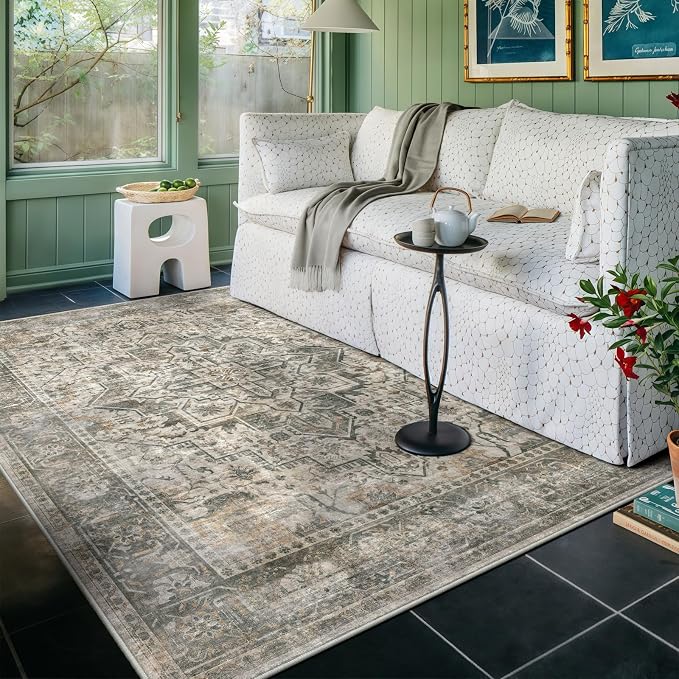 4x6 Machine Washable Area Rug for Living Room, Kids and Pets Friendly for by GERUIMO