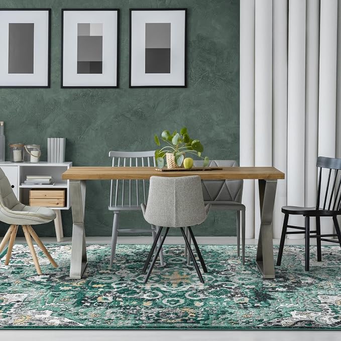LUXE WEAVERS Moroccan Green 6x9 Medallion Area Rug - Image 4