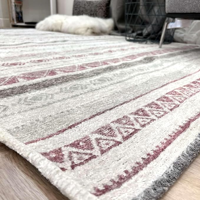 Alfa Rich 5x8 Mauve Off White Washable Area Rugs - Image 6
