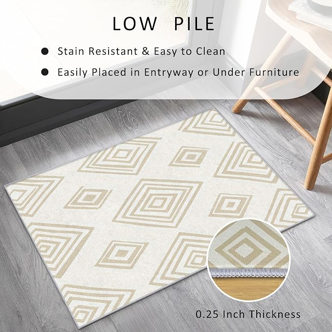 Washable 5x6 Modern Geometric Rug Living Room, Modern Geometric Home Decor - Image 5