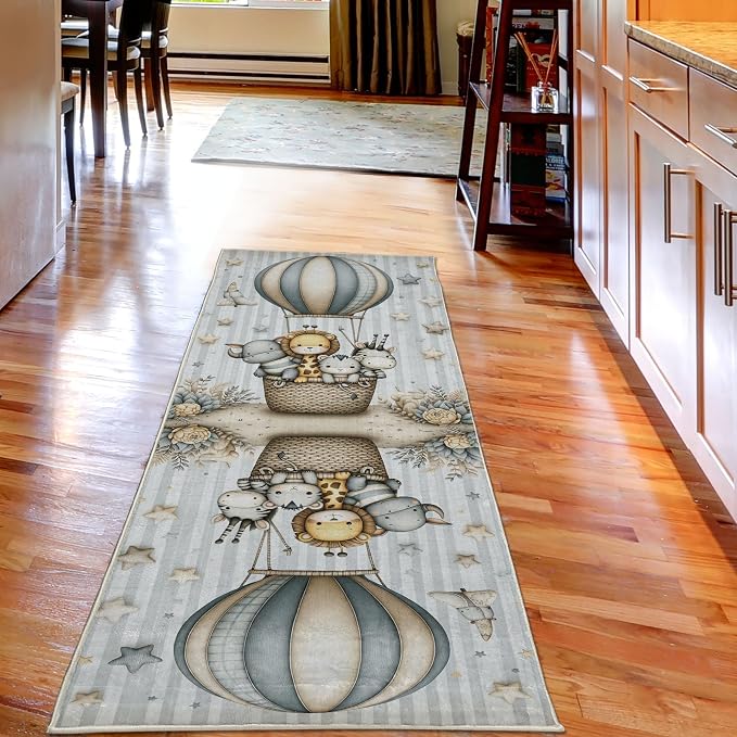 Ambesonne Animals Decorative Rug, Happy Tale of Giraffe Zebra Friends and - Image 3