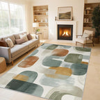 Mid Century Modern Rugs for Home Decor, 3x5 ft, Abstract Geometry Area Rugs for by Unknown