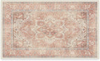 RUGGABLE Washable Area Rug – Kamran Rose Pink 3x5, Stain-Resistant, Non-Slip – by RUGGABLE