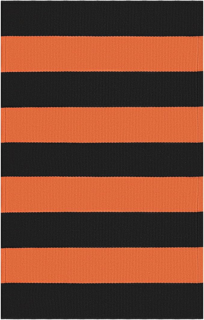 KOZYFLY Orange and Black Striped Rug Doormat 2x3 Ft Halloween Fall Cotton Woven - Image 8