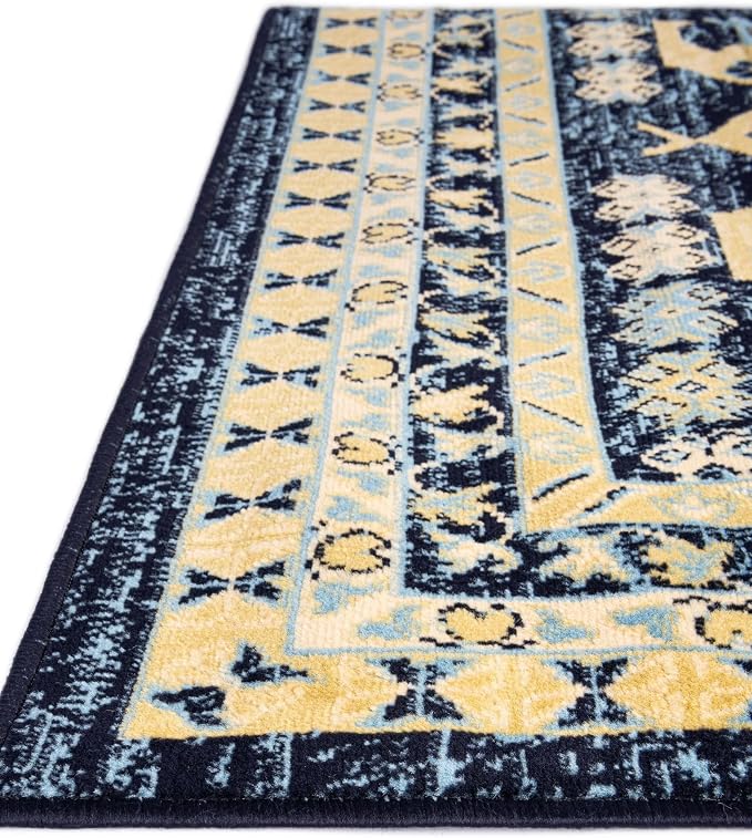 Unique Loom Taftan Collection Border Geometric Tribal Inspired Design Area Rug - Image 6