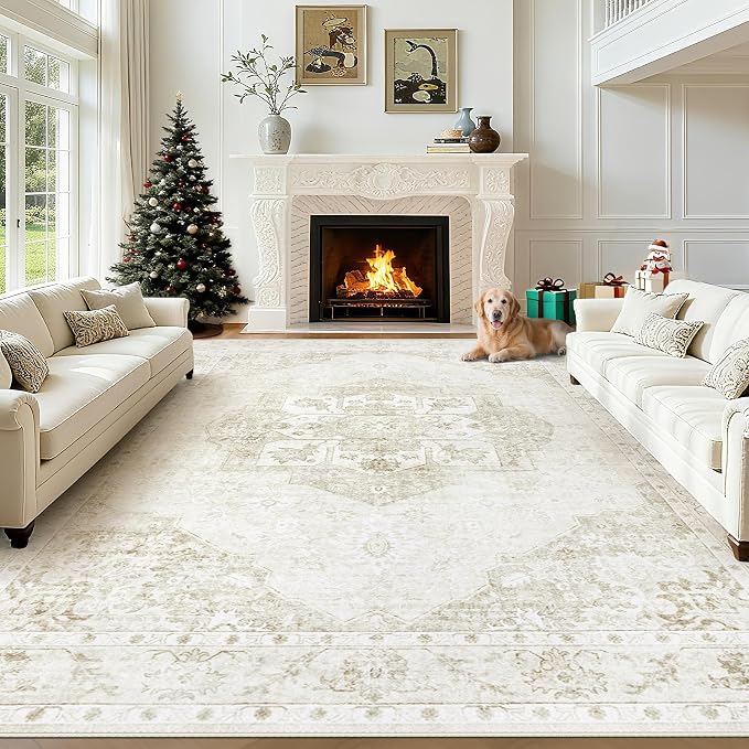 8x10 Area Rugs Washable Rugs for Living Room, Large Vintage Boho Rug Non-Slip by LOSBULAKE