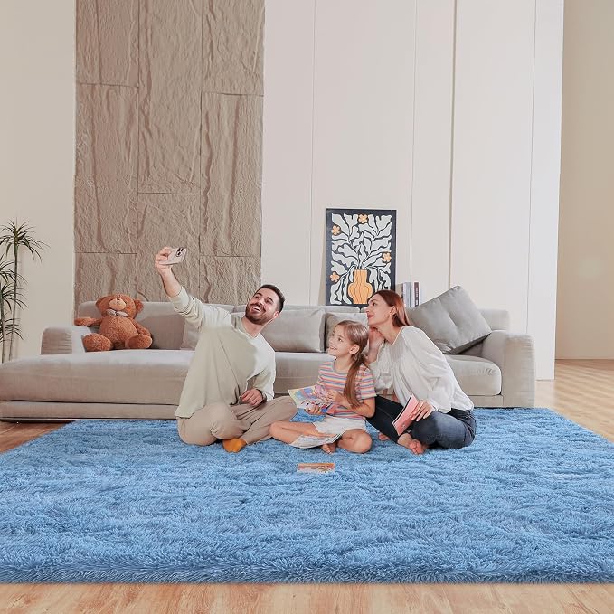 Blue 8x10 Area Rugs for Living Room Bedroom, Fluffy Large Rug Soft Shag by Unknown