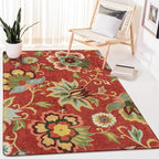 Lahome Floral Red 3x5 Area Rug, Washable Kitchen Fall Rugs Non-Slip ‎Stain by Lahome