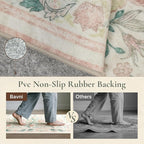Bavni 2'6''x6 Runner Rug, Microfiber Washable Non-Slip Vintage Floral Rugs - Image 5
