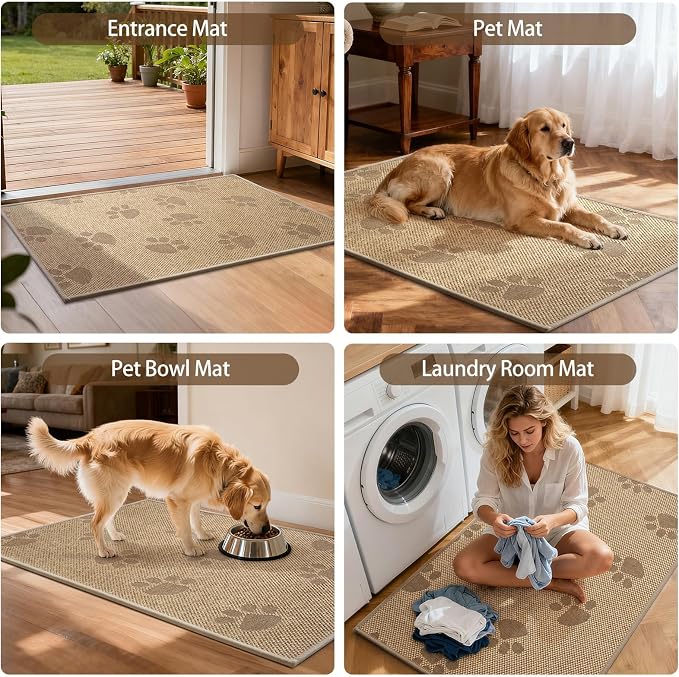 Door Mat Indoor Entrance 17"x30", 0.16" Thin Paw Print Low Pile Doormat - Image 8