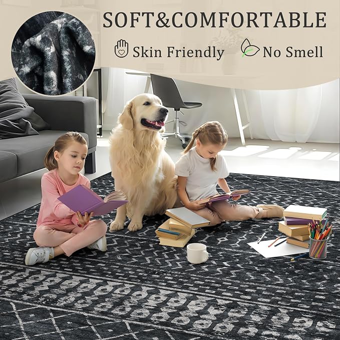 5x7 Machine Washable Area Rug for Living Room, Kids and Pets Friendly for - Image 4