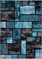 LUXE WEAVERS Modern Geometric Squares Turquoise 4x5 Area Rug - Image 2