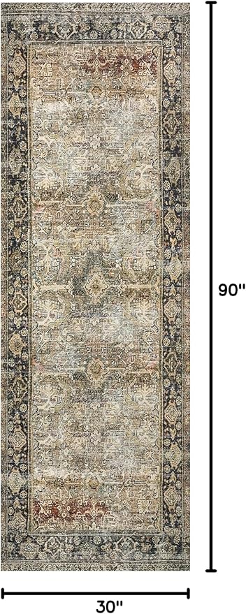 Loloi Layla Collection LAY-03 Olive/Charcoal 2'-6" x 7'-6" .13" Thick Runner Rug - Image 2