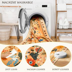 Floral 9x12 Area Rug Machine Washable Soft Print Boho Carpet Non Slip Doormat - Image 5