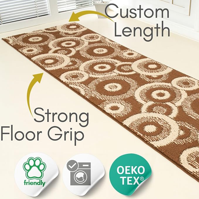 25 ft Extra Long Brown Hallway Runner Rug | Non-Slip & Machine Washable | - Image 2