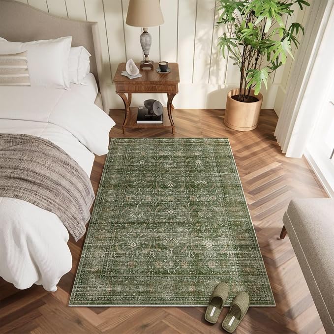 Washable 4x6 Rugs for Living Room, Boho Non-Slip Vintage Distress Small Rugs - Image 2