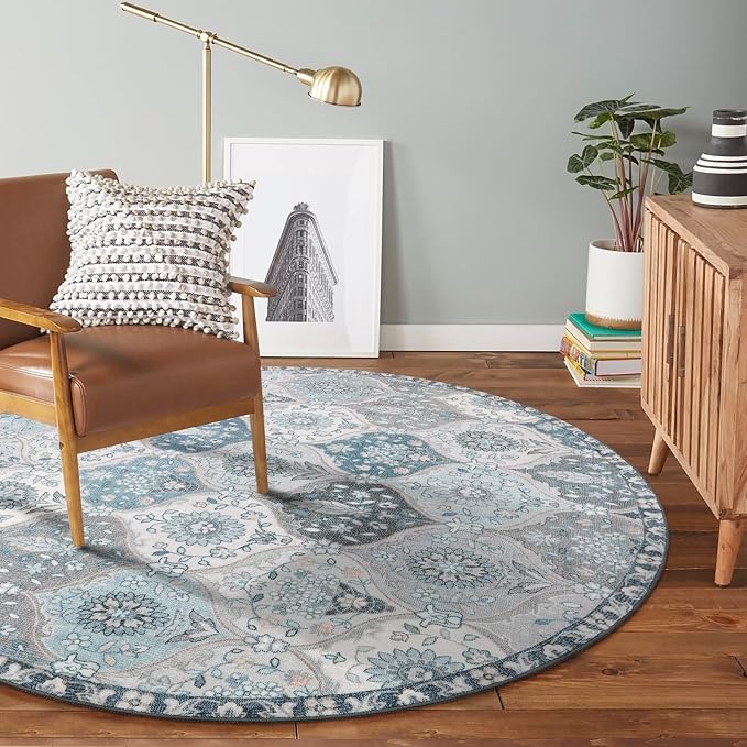 Lahome Moroccan Trellis Washable Round Area Rug, Soft Round Rugs 6ft Ultra-Thin - Image 5