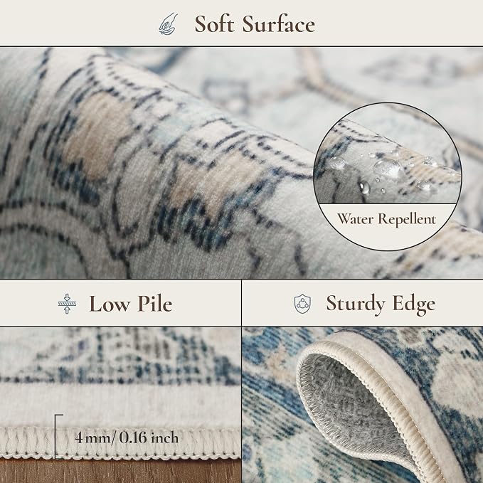 GENIMO 8x10 Area Rugs for Living Room, Machine Washable Non Slip Vintage Rugs - Image 7