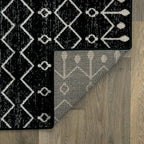 Rugshop Boho Black and White Tribal Area Rug – Geometric Diamond and Stripe - Image 5