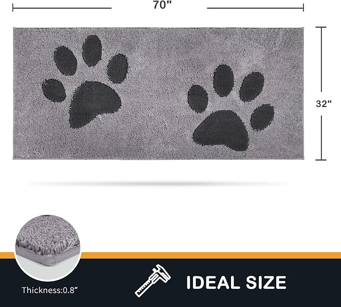 PURRUGS Dirt Trapping Door Mat 32" x 70", Non-Skid/Slip Machine Washable - Image 2