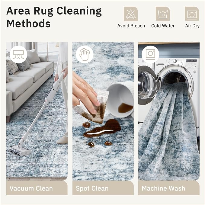 2x3 Abstract Washable Rugs for Kitchen, Powder Room Small Area Rug Non-Slip - Image 5