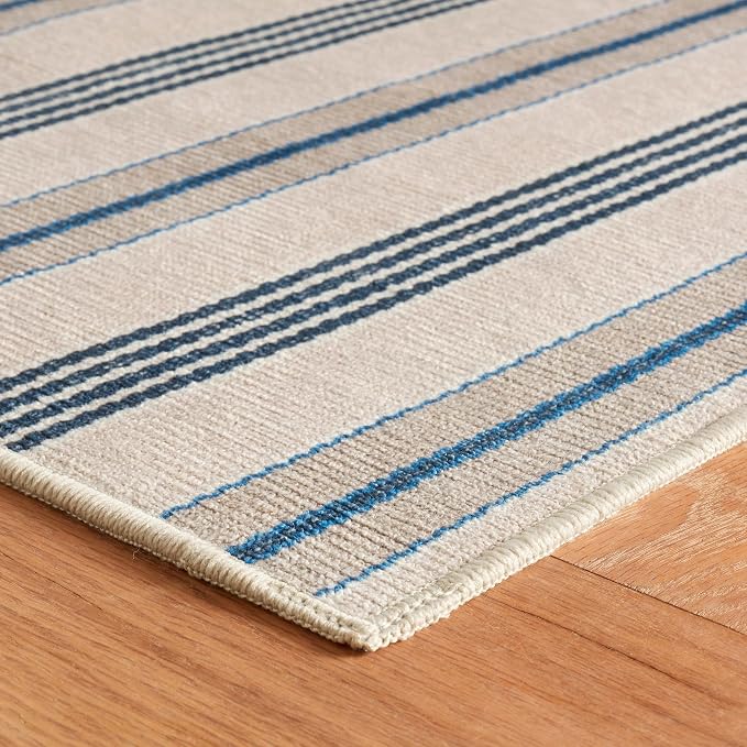 Dash & Albert Nimes Ticking Neutral Machine Washable Rug, 7.5 X 9.5 Feet - Image 6