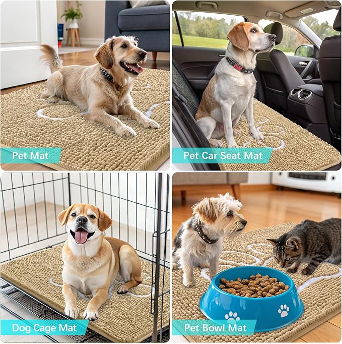OLANLY Dog Door Mat for Muddy Paws 70x24, Paw Print Design, Absorbs Moisture - Image 7