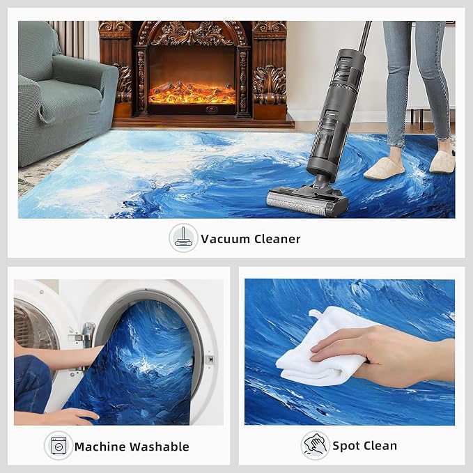 Japanese Ocean Rugs for Bedroom - Image 7