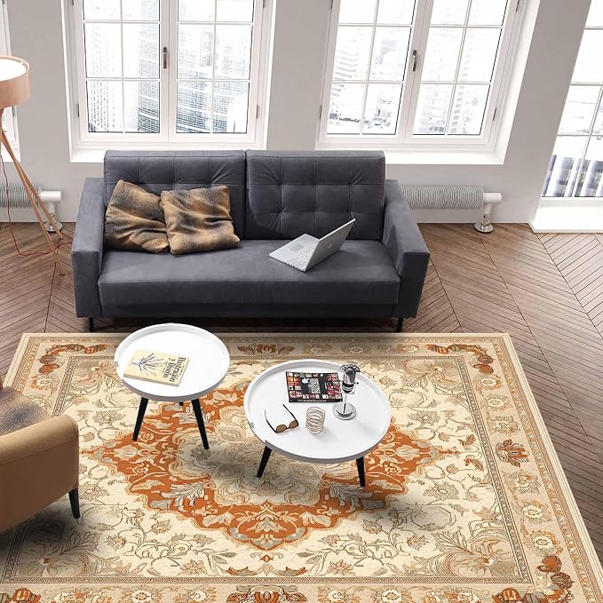 Orange Bohemian Rectangular Area Rugs - Image 4