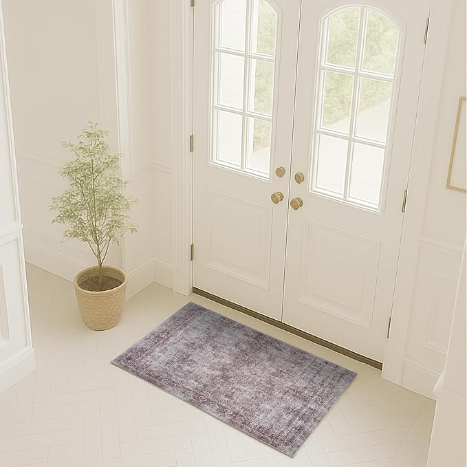 Turkish Rug. Washable Vintage Oriental Antique Inspired Traditional Doormat by FameRugs