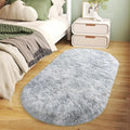 Soft Fluffy Area Rug for Bedroom, Fuzzy Shaggy Oval Throw Rugs for Bedside by WISHTREE