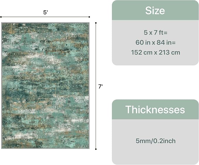 GENIMO Abstract Area Rug 5x7, Washable Modern Rug Non Slip, Low Pile - Image 2