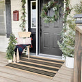 Black and Khaki Striped Rugs 2.3'x3.6', Washable Hand Woven Front Door Rug by Sungea