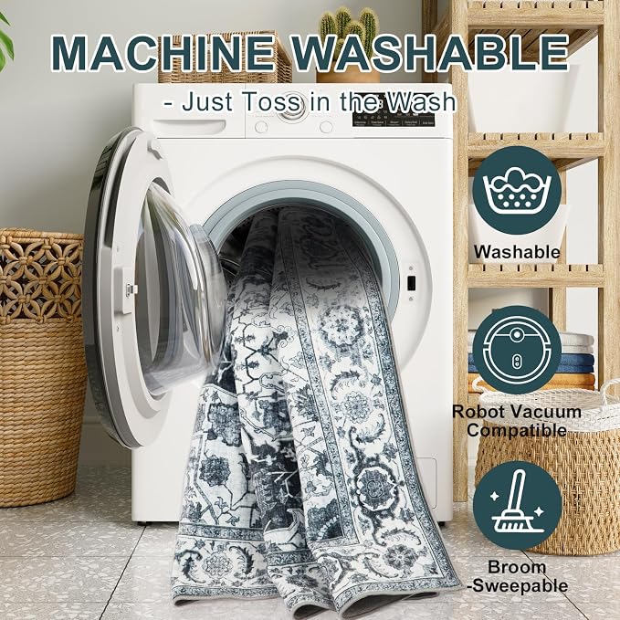 WILLSUN Washable Area Rugs, 2x6 Non-Slip Boho Area Rugs - Image 5