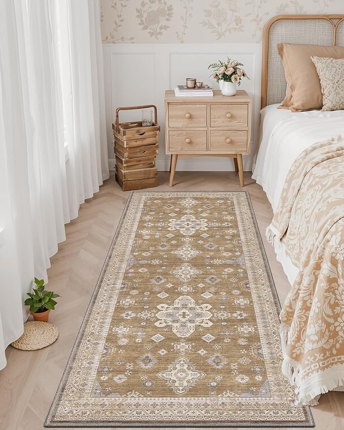 DEXI Hallway Runner Rug 3x10, Distressed Non Slip Runners Carpet, Boho Vintage - Image 6