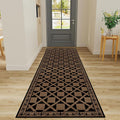 Minimalist Checkered Runner Rug, Floral Print Hallway Kitchen Runners Rugs by LHOMKCV