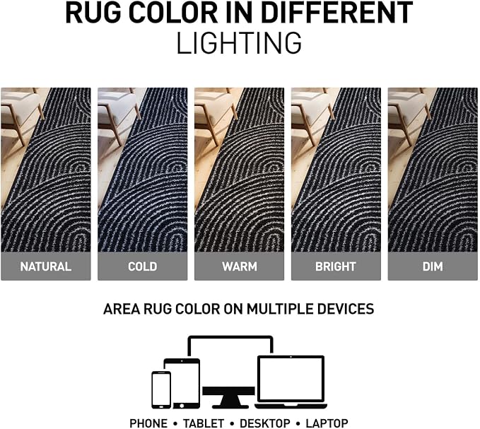 Rugshop Circles Arch Shag Area Rug Anthracite Dark Gray 5' x 7' Great - Image 8